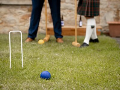 Outside games at Kirknewton House Stables wedding venue