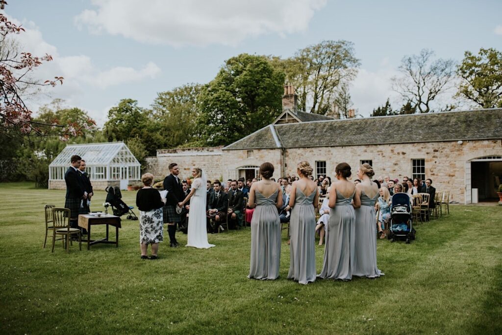 Lovely outside wedding settings at Kirknewton House Stables