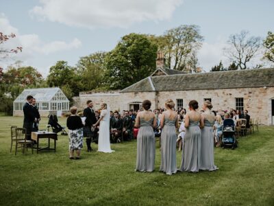 Lovely outside wedding settings at Kirknewton House Stables